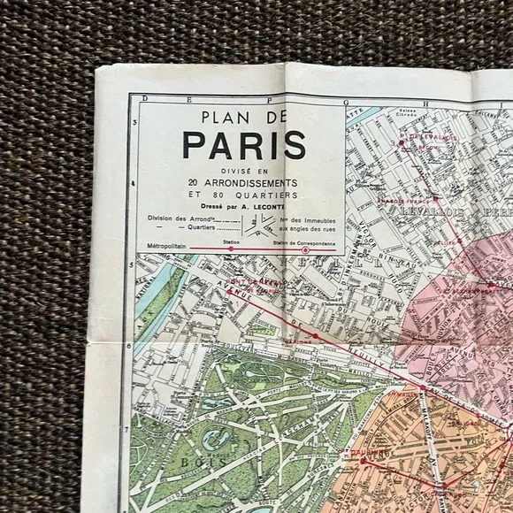 Beautiful map of Paris NewBo Paris monumental vintage - Picture 11 of 15
